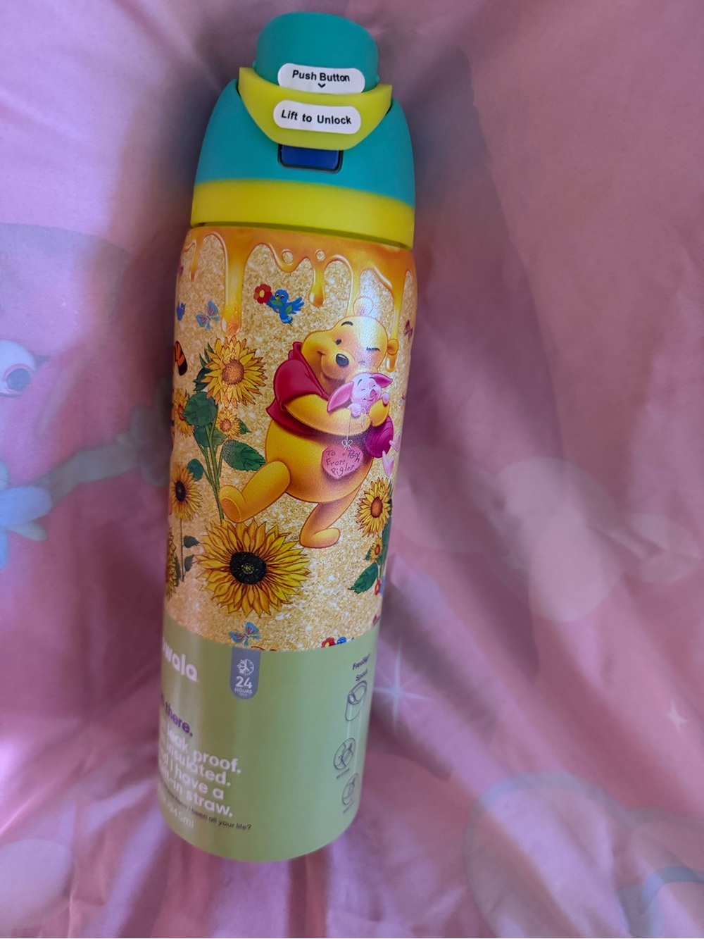 Disney Winnie the Pooh Kids Water Bottle - Teal & Yellow